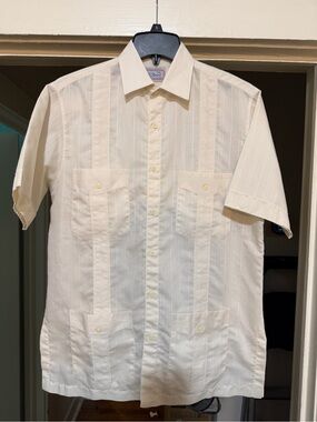 Men's D’Accord Luxury Edition Short-Sleeve Cream Guayabera-Style Shirt